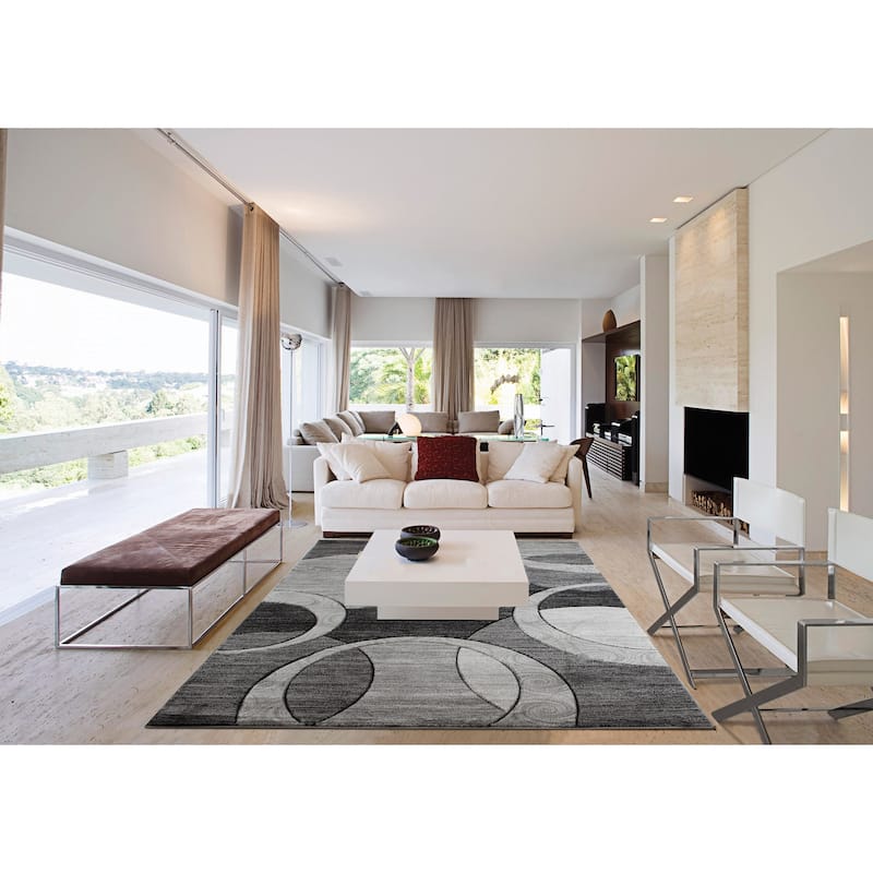 Orelsi Collection Abstract Geometric Circles Area Rug