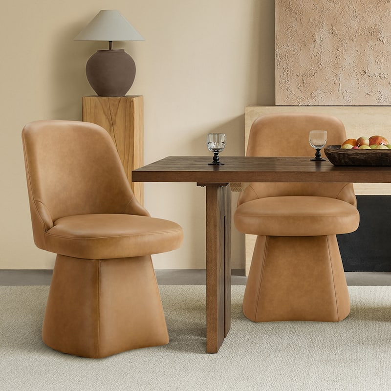 Anna Upholstered Swivel Armless Dining Chair for Kitchen Living Room