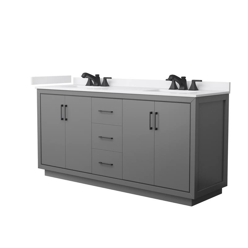 Wyndham Collection WCF1111-72D-VCA-US3MXX Icon 72" Free Standing - Dark Gray / White Cultured Marble Top / Matte