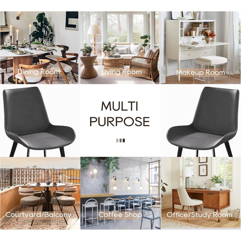 Ergonomic Chair Reception Chair with Metal Legs, Set of 4 Dining Chair Leather Side Chair Coffee Chair