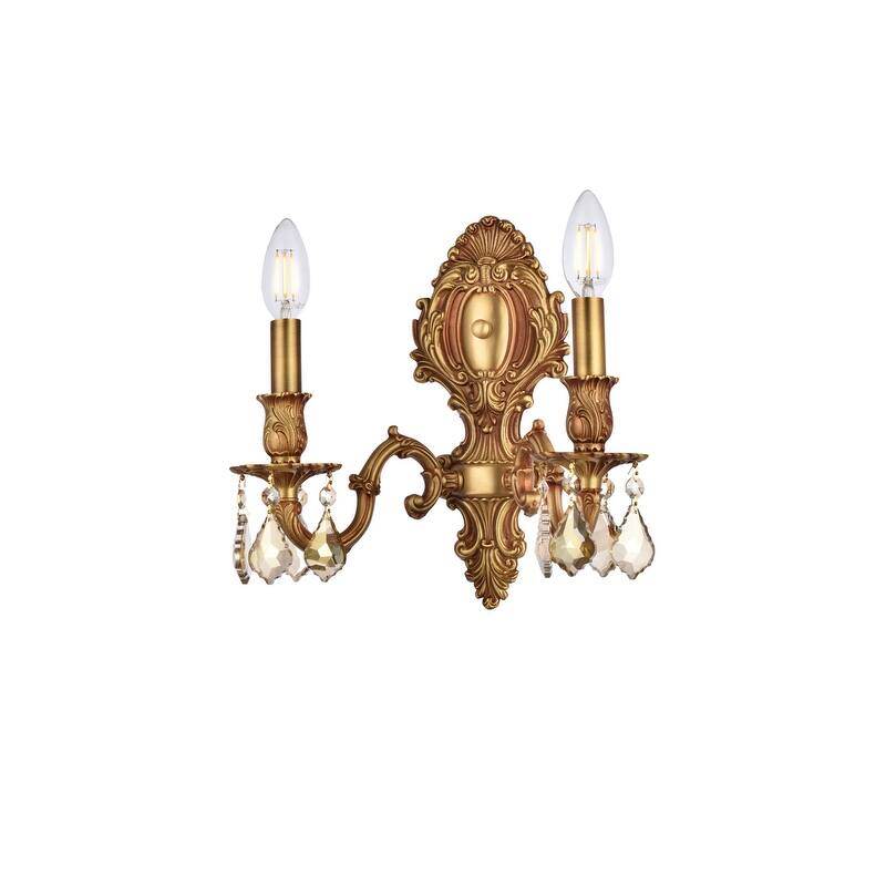 Fleur Illumination Collection Wall Sconce D:10in H:11.5in E:7.5in Lt:2 French Gold Finish (Royal Cut Crystals)