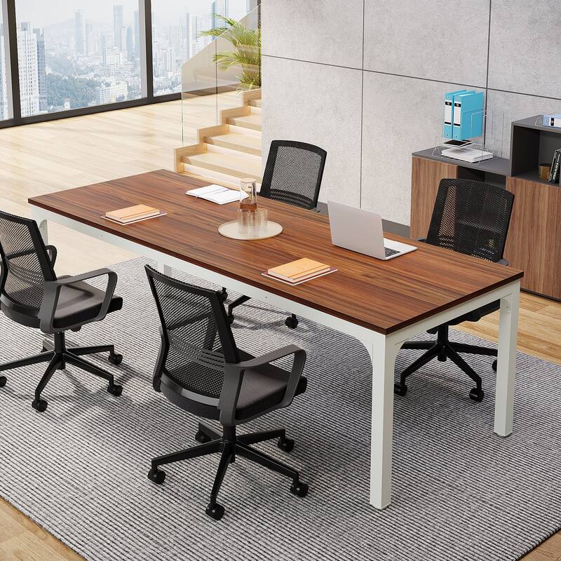 Rectangle 13FT Large Conference Table Set of 2, 78.74-Inch Meeting Seminar Table, Long Business Table