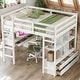 preview thumbnail 1 of 13, White Full Size Loft Bed with Built-in Desk,Drawers,Cabinets and Storage Shelves for Space-Saving