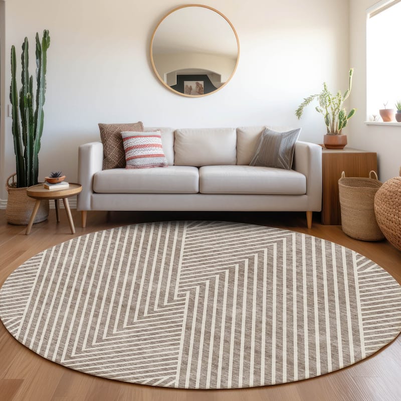 Premium Washable Super Soft Modern Geo Mayfield Rug - Taupe - 8' x 8'