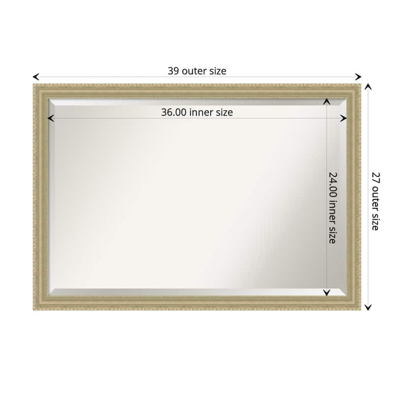 Beveled Wood Wall Mirror - Champagne Teardrop Frame - Outer Size: 39 x 27 in