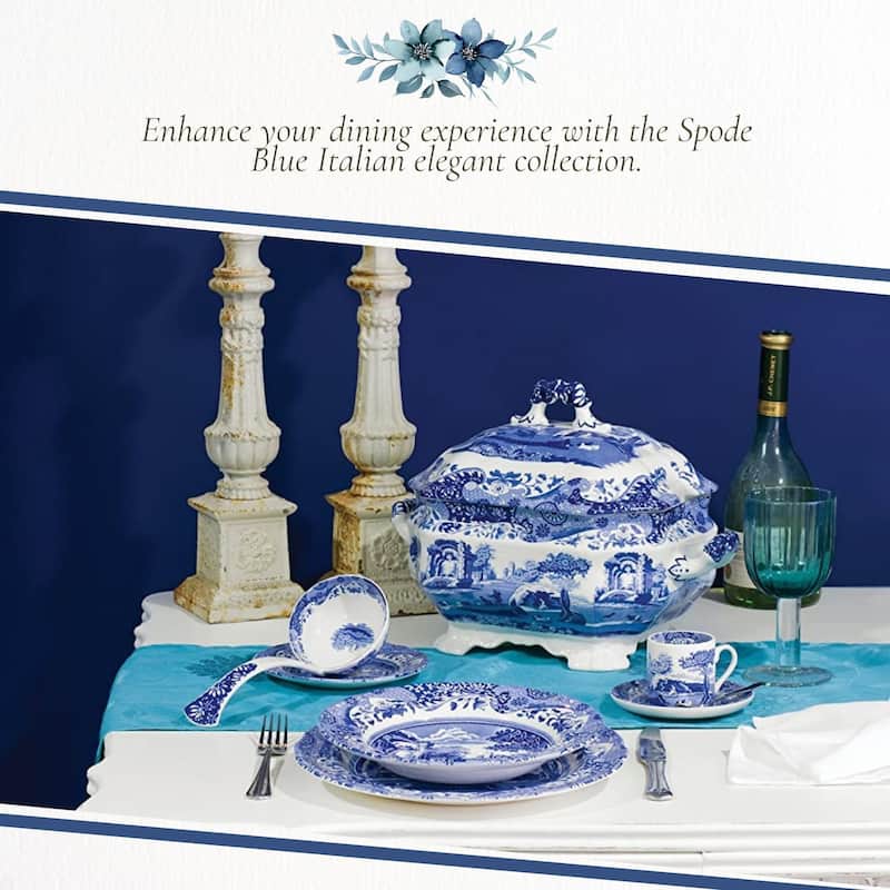 Spode Blue Italian Set of 4 Soup Plates - 9 in