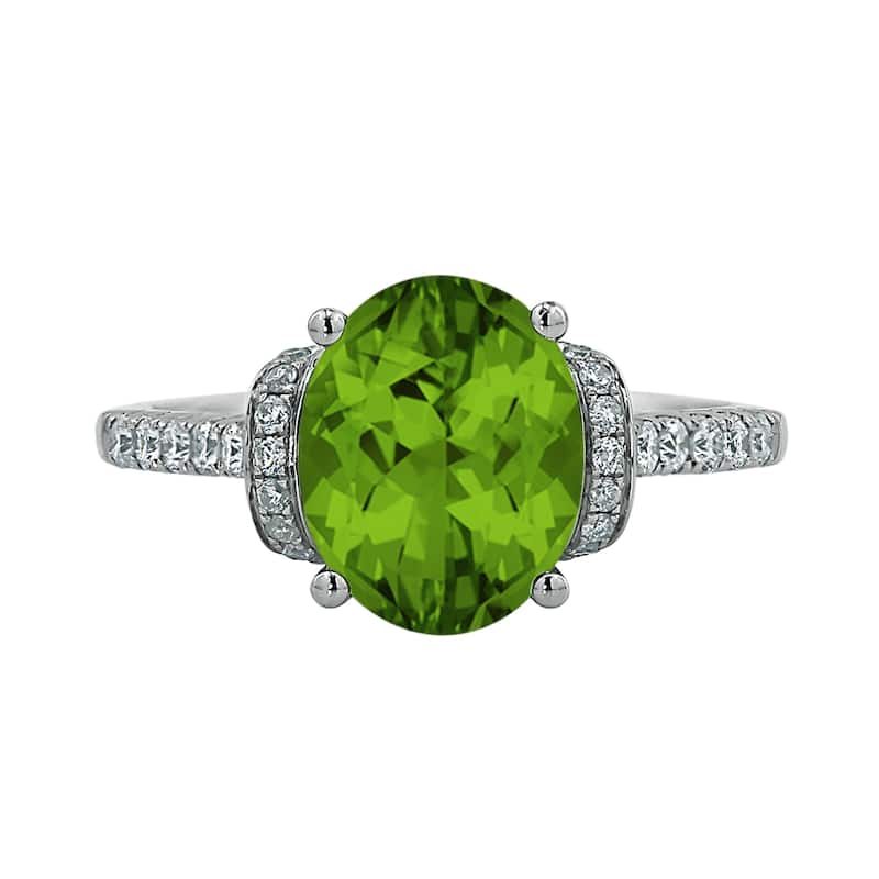 Auriya Modern 2 3/8ct Oval Peridot and Diamond Engagement Ring 3/8cttw 14k Gold
