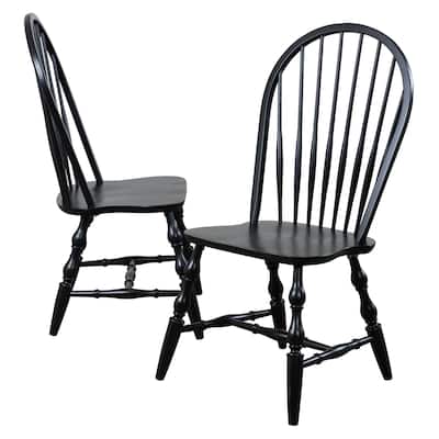 Wooden Side Chairs - 41" - Black - Set of 2