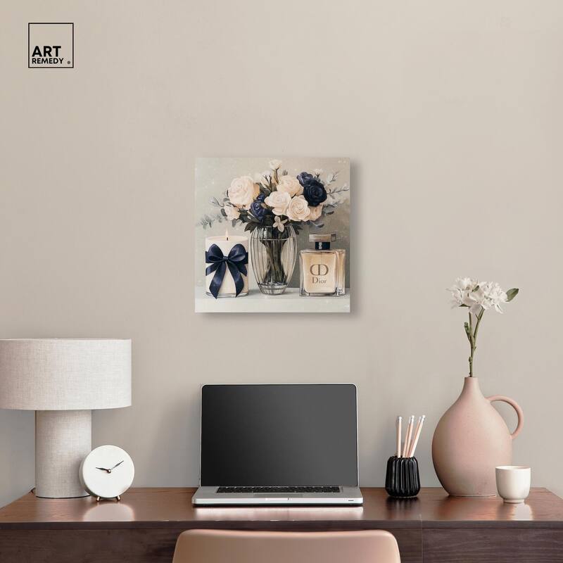 Ivory Perfume Flowers in Vase Canvas by Art Remedy, Gallery Wrapped