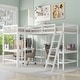 preview thumbnail 12 of 10, Wood Twin Size L-Shaped Loft Bed with Ladder and 2 Built-in L-Shaped Desks