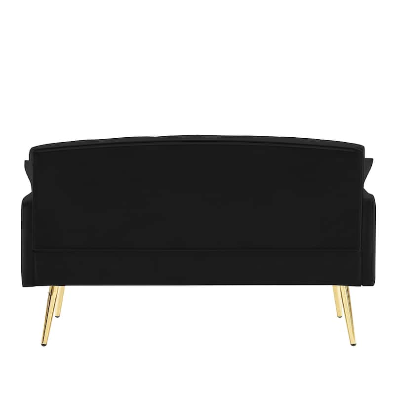55.5" Velvet 2-Seater Sofa with 2 Pillows, Contemporary Design, and Easy Assembly