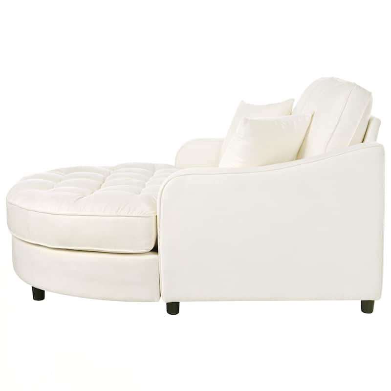 55" Modern Chaise Lounge Sofa Bed Upholstered Sofa Couch with Seat and Detachable Pillows for Living Room
