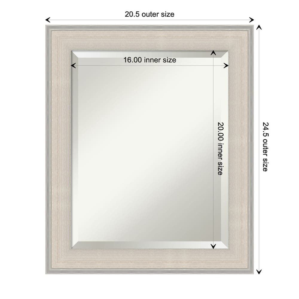 Cottage White Silver Beveled Wood Framed Bathroom Vanity Wall Mirror - Cottage White Silver