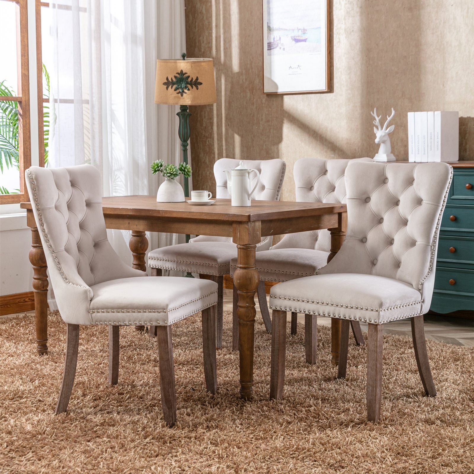 Tufted high sales back dining chair