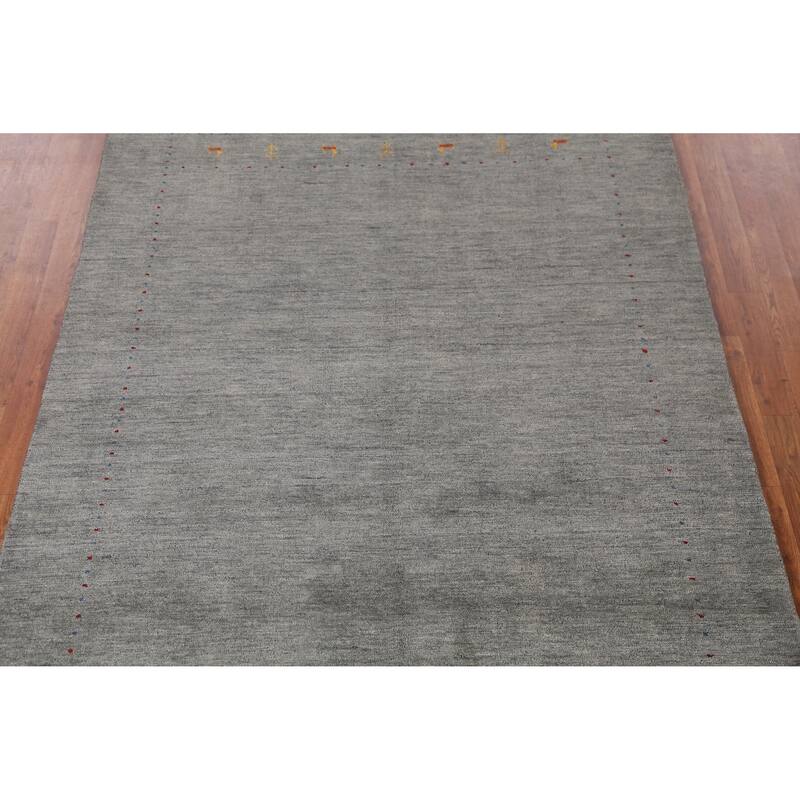 Hand Knotted Oriental 100% Wool Carpet Tribal Animal Pictorial Greys & Charcoal Gabbeh Area Rug - 7' 9'' X 5' 4''