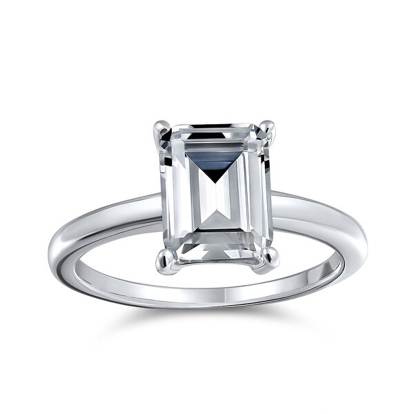 2.5CT Emerald Cut AAA CZ Engagement Ring Thin Band 925 Sterling 