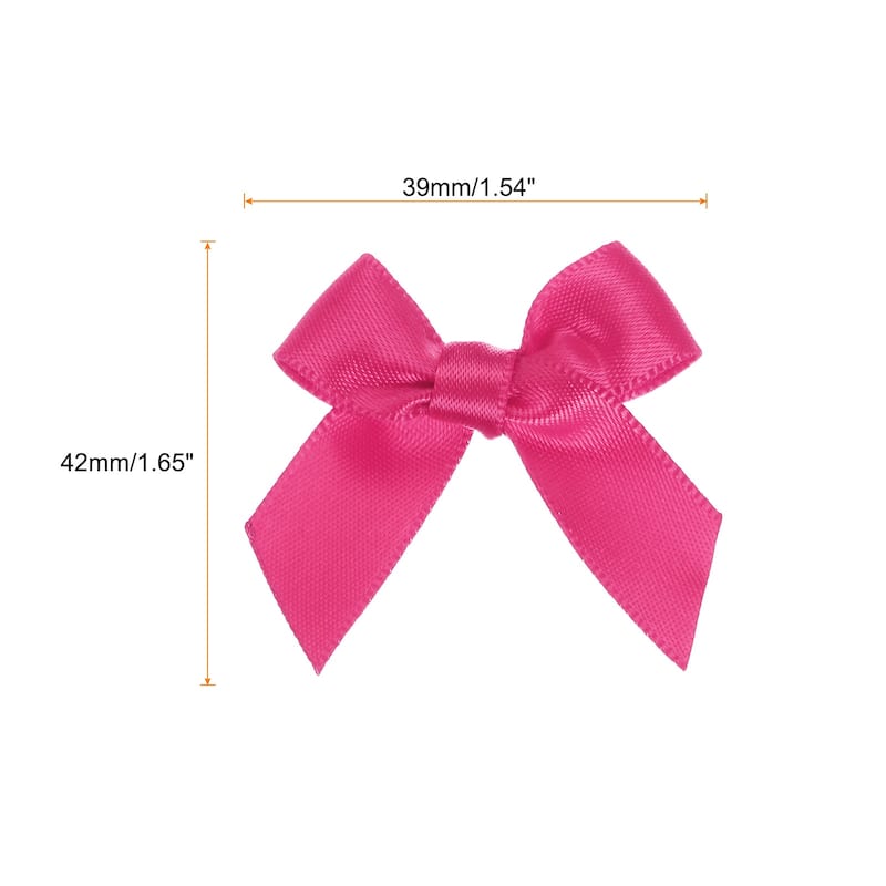 30Pcs Mini Ribbon Bow 1.5" Mini Fabric Satin Ribbon Flower Bows - Rose Red
