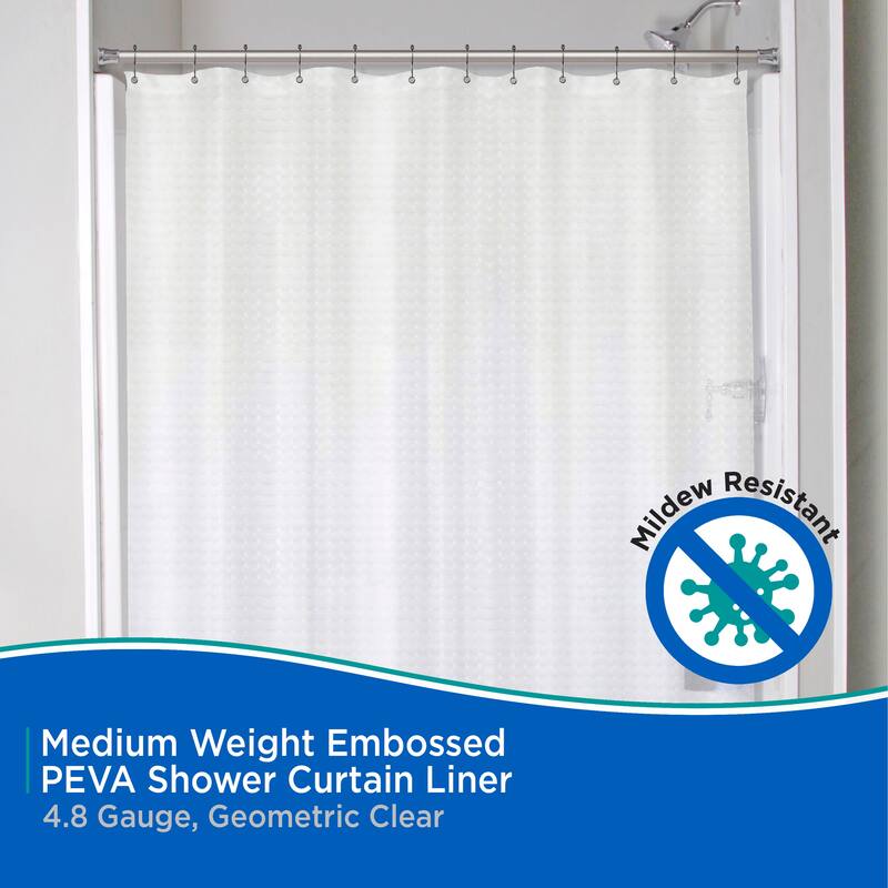 Kenney Medium Weight Embossed PEVA Shower Curtain Liner, 70" W x 72" H