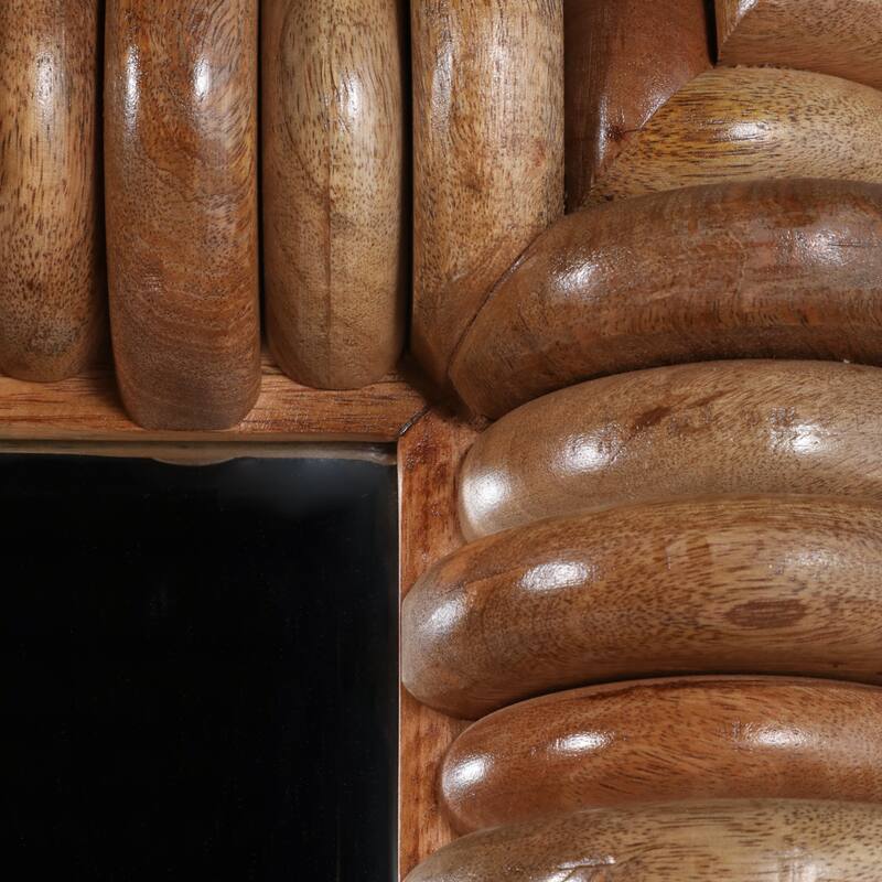 Wood Wall Mirror Casual Square Woven Ribbed Detailing - 40" Brown - 40" x 3.5" x 40"