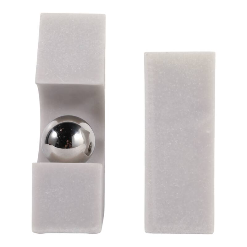 Resin Metal Bookends Sculptural Metallic Accent (Set of 2) - 10" White - 7.75" x 3" x 10"