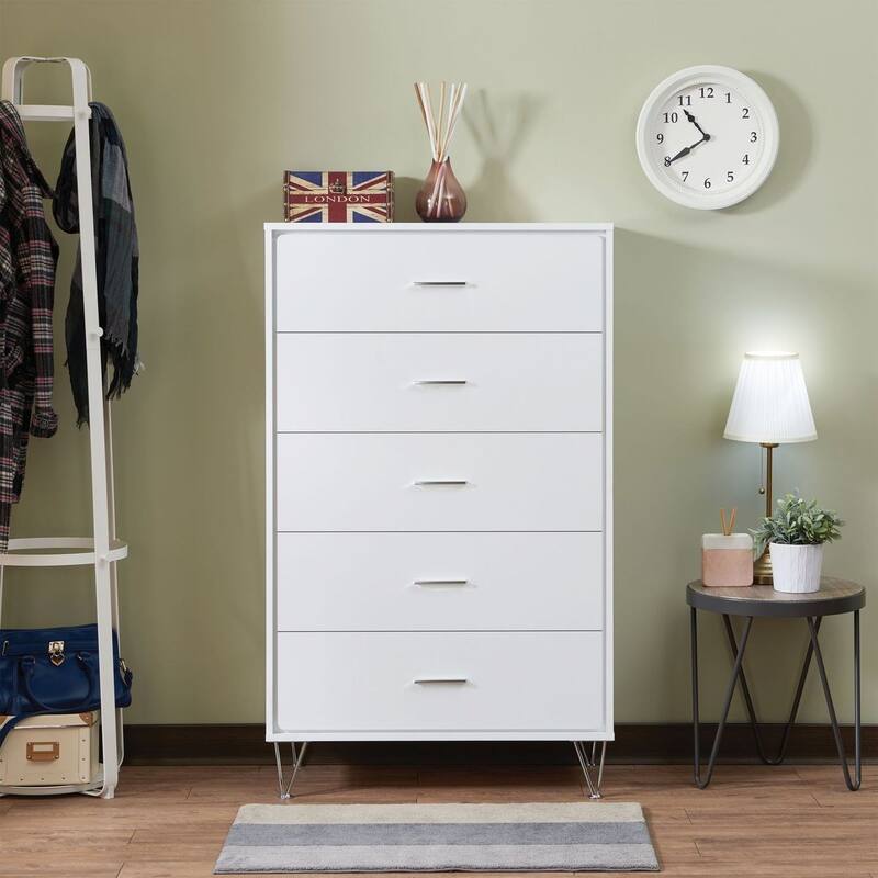 Five Drawers Dresser with Metal Handles