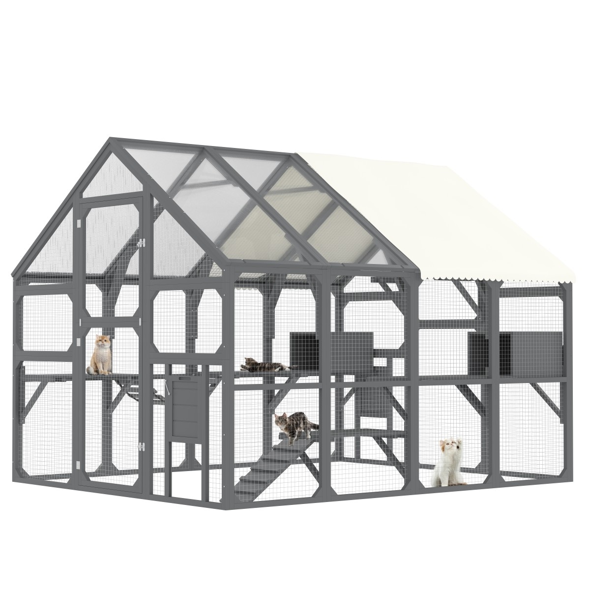 96-in Sunshine Roof Pine Iron Walk In Outdoor Catio Enclosure
