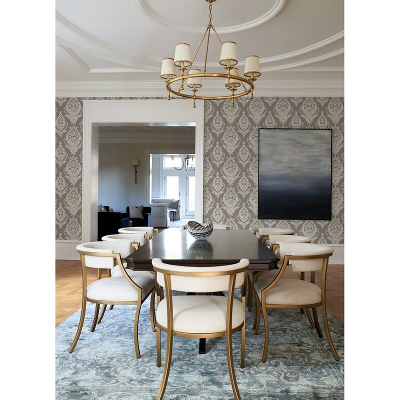 A-Street Prints Arlie Grey Botanical Damask Wallpaper