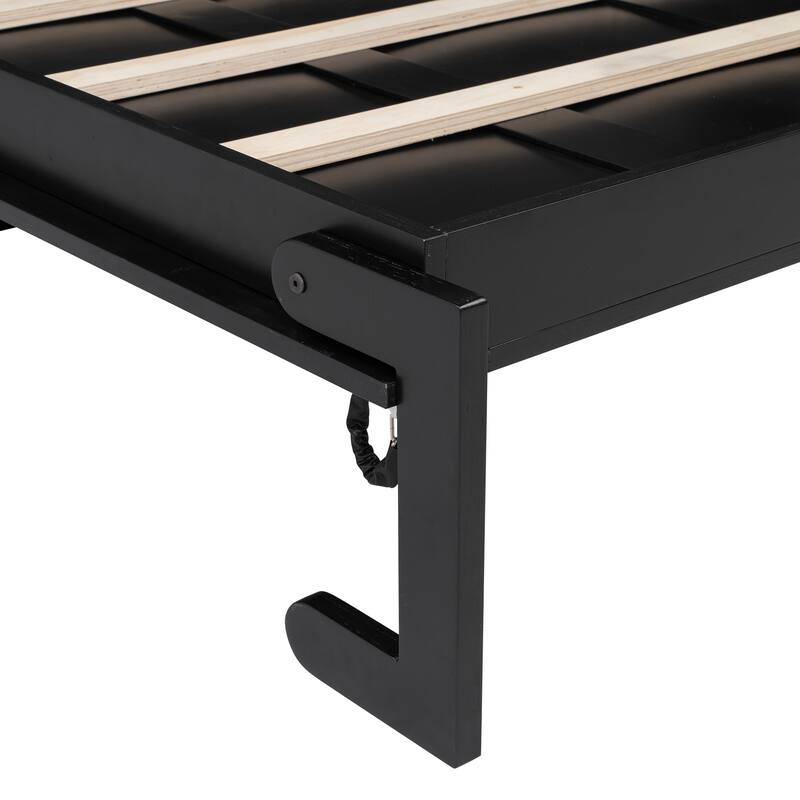 Full Size Murphy Bed with Storage Cabinets in Black