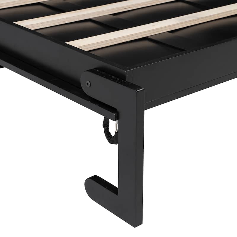 Full Size Murphy Bed with X Shaped Decoration and Storage Cabinets