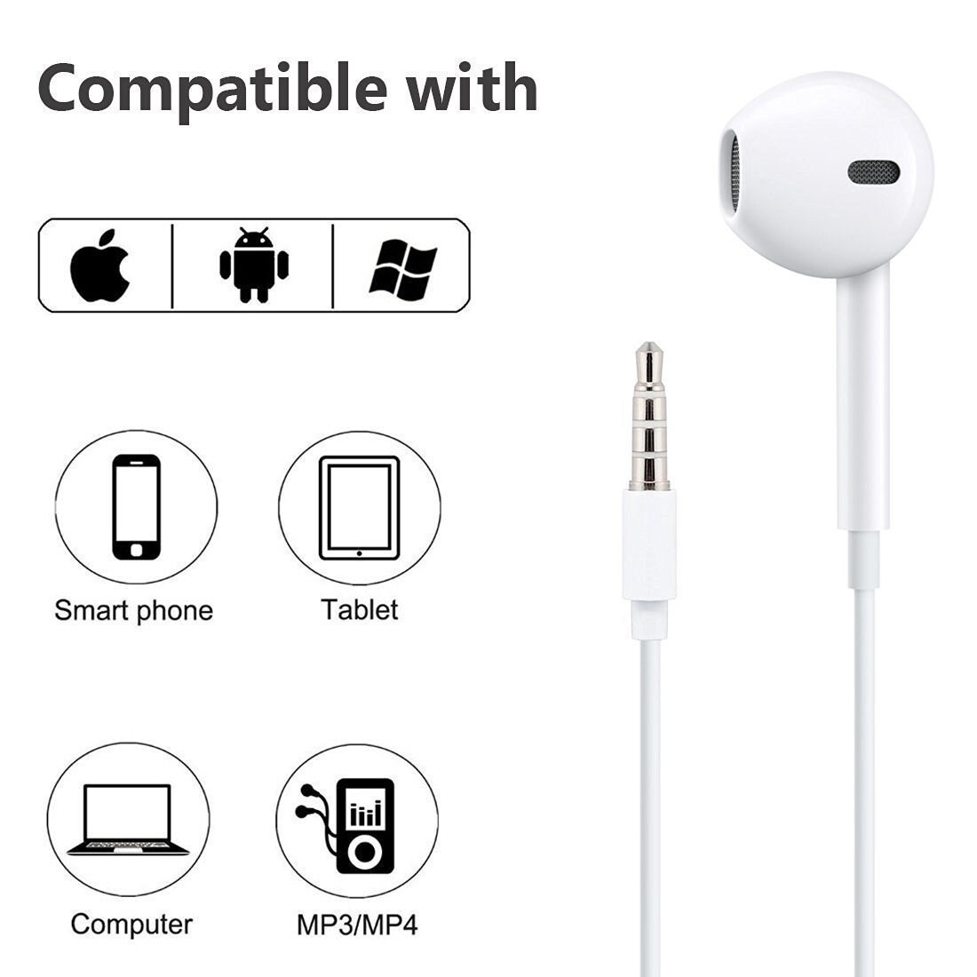 Apple Earpods 3 5 Mm Adapter With Remote And Microphone In Bulk Packaging Refurbished Overstock