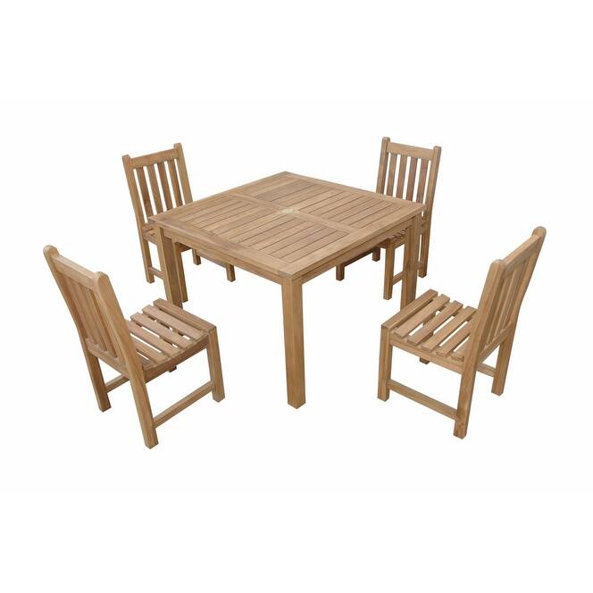 Teak Dining Set - 5 Piece Outdoor Patio Furniture Set - Solid Wood Table & Chairs