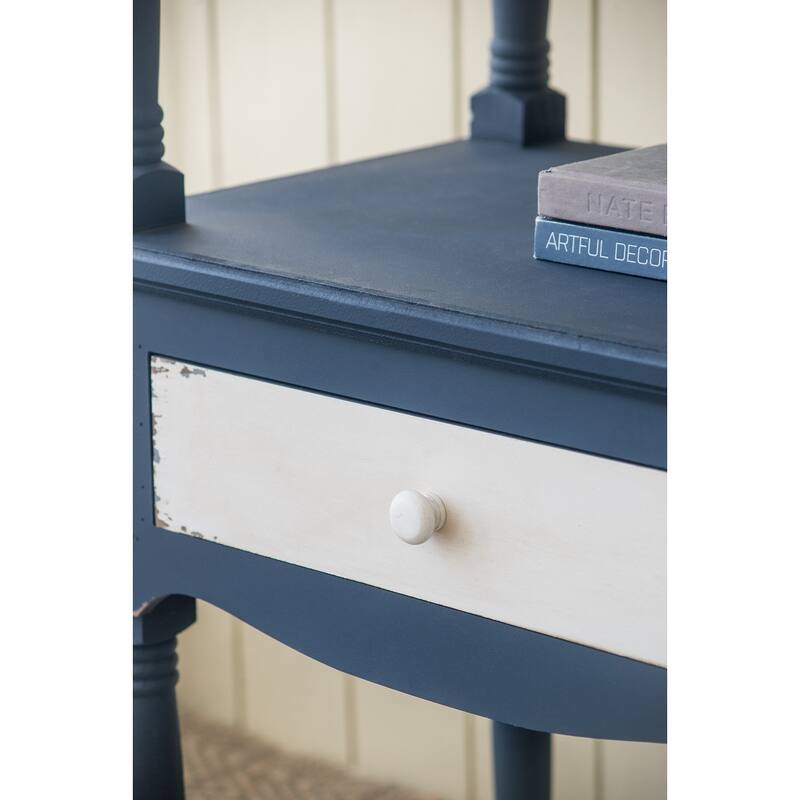 4-Tier Farmhouse Wooden Book Shelf with 2 Drawers