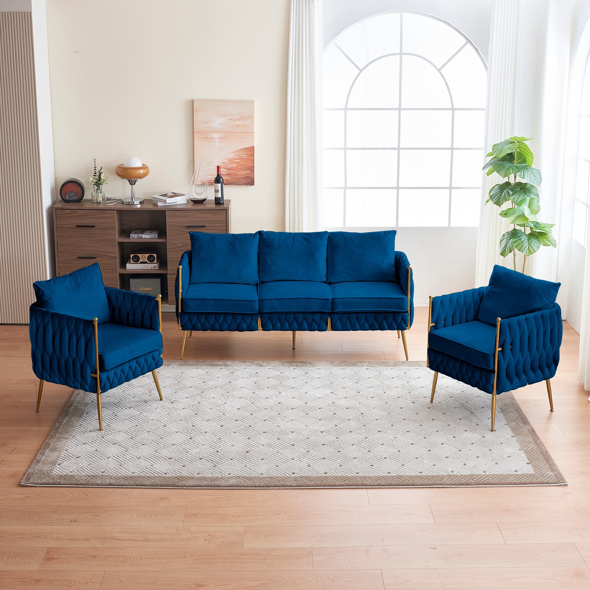 Velvet Sectional Sofa Set, Modern Sectional Sofa Couch Set