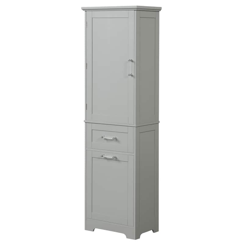 GDFStudio - Rowan Tall Freestanding Bathroom Storage Cabinet with Two-Sized Drawers and Adjustable Shelf