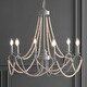 preview thumbnail 1 of 10, Orbit 6-Light 27" Adjustable Greige Metal/Wood Bead LED Chandelier, Grey/Natural by JONATHAN Y