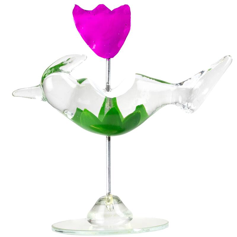 Cotton Candy Bird with Flower Crystal Figurine - 3.25"