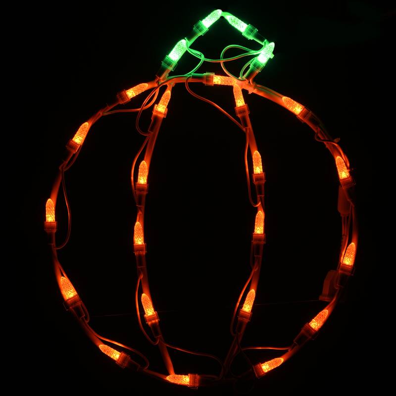 National Tree Company Halloween Lighted Sign Decoration, White, Mini Pumpkin Trio, LED Lights, Plug In, 14 Inches