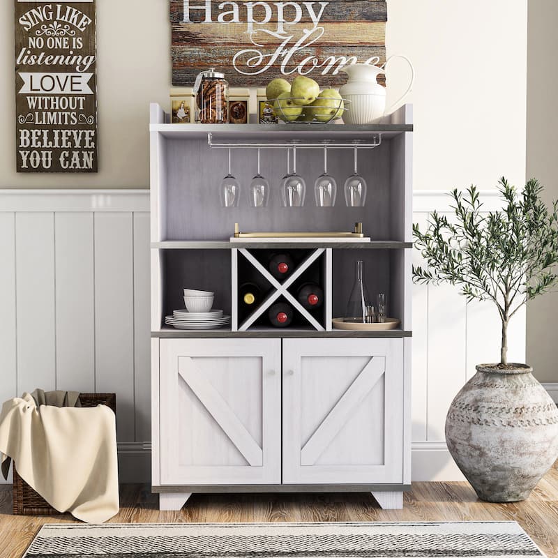 Furniture of America Keya Farmhouse 6-shelf Wine Cabinet Buffet