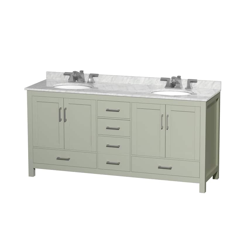 Wyndham Collection WCS141472DUNOMXX Sheffield 72" Free Standing Double - Light Green / Brushed Nickel Hardware - Painted