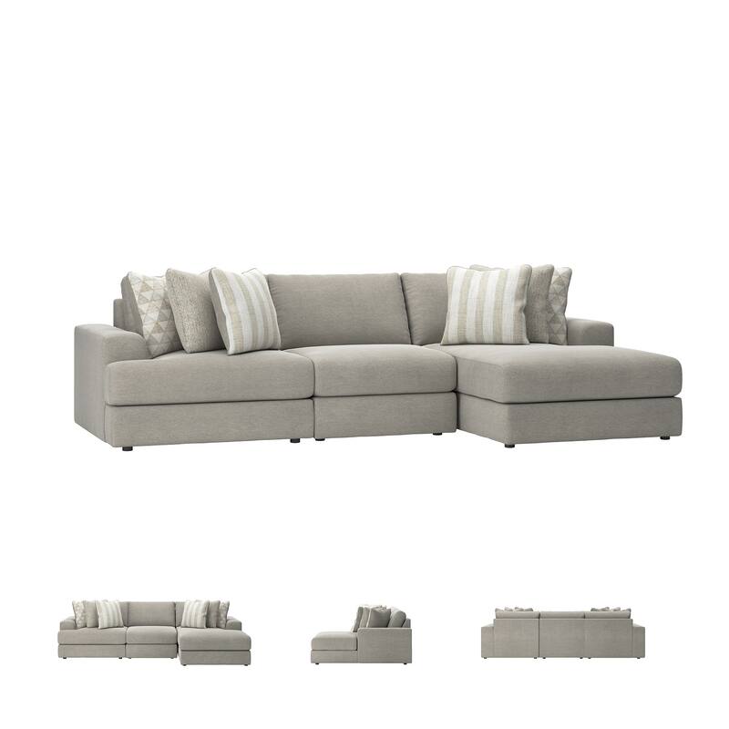 Signature Design by Ashley Avaliyah Gray 3-Piece Sectional with Chaise - 127" W x 68" D x 37" H