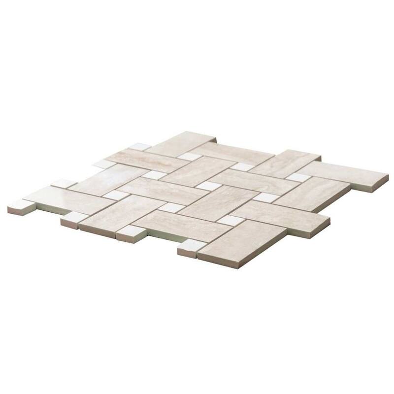 The Tile Life Stately Basketweave 13x13 Travertine Porcelain Floor and Wall Tile