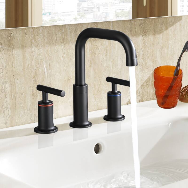 Topcraft 8 Inch Widespread Two Handle Bathroom Faucet Pop-Up Drain