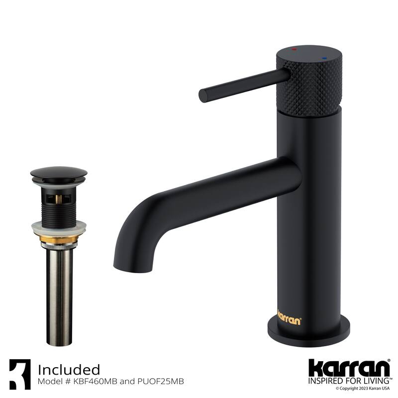 Karran Tryst KBF460 Single-Handle Single Hole Basin Bathroom Faucet with Matching Pop-up Drain