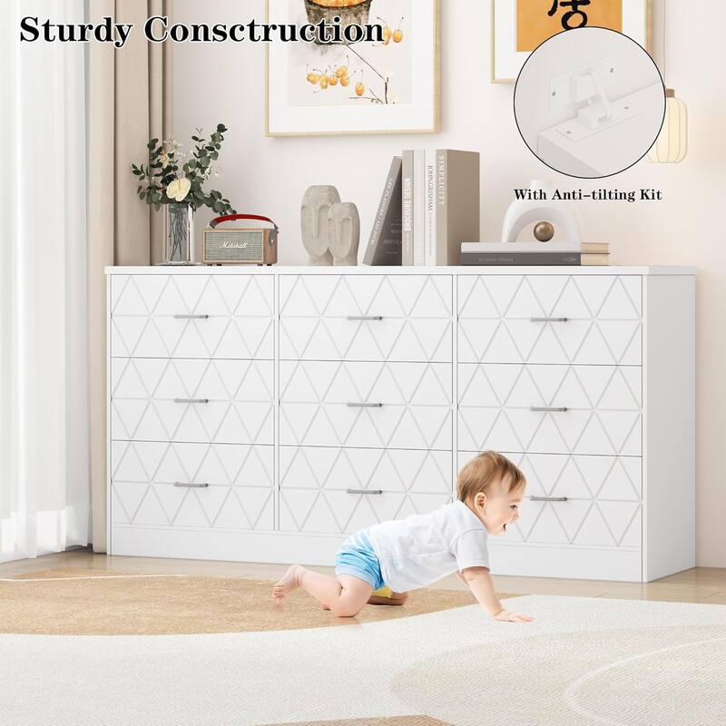 Wooden Dresser for Bedroom,Dresser for Bedroom with USB Power Outlet, Storage Organizer