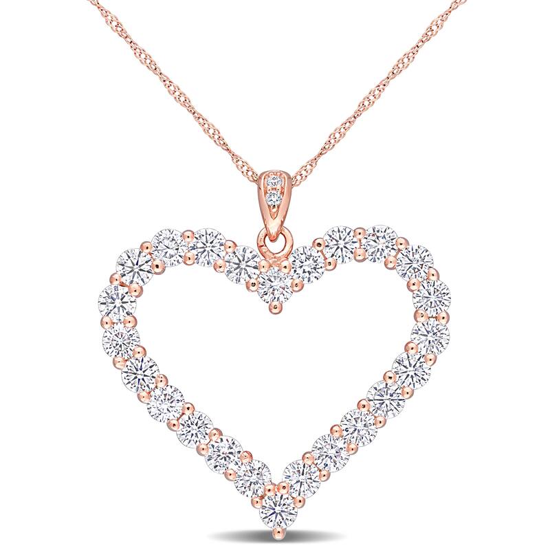 Miadora 2 2/5ct TGW Created Moissanite Heart Necklace in Rose Plated Sterling Silver