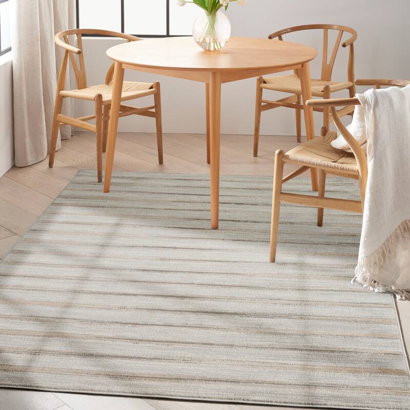 Calvin Klein CK011 Verdant Indoor only Grey Striped Area Rug