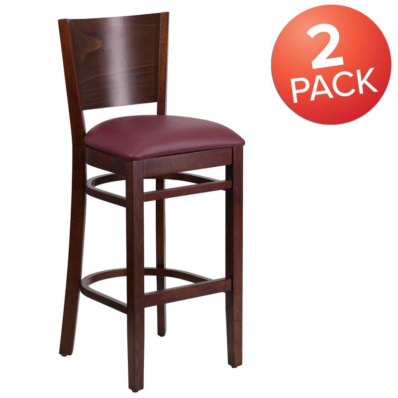 2 Pk. Lacey Series Solid Back Wooden Restaurant Barstool - 16.75"W x 18"D x 43.5"H - 16.75"W x 18"D x 43.5"H