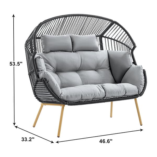 dimension image slide 0 of 6, Gymojoy Double Wicker Egg Chair Outdoor Oversized Egg Chair