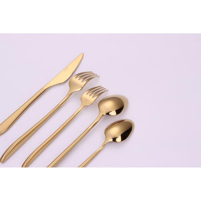 20 Pc Flatware Set Gold With Matte Handles - Service For 4 - Service for 4