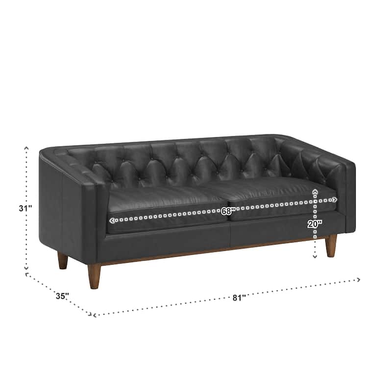 Tullio Black Leather Button Tufted Loveseat by iNSPIRE Q Modern - Sofa